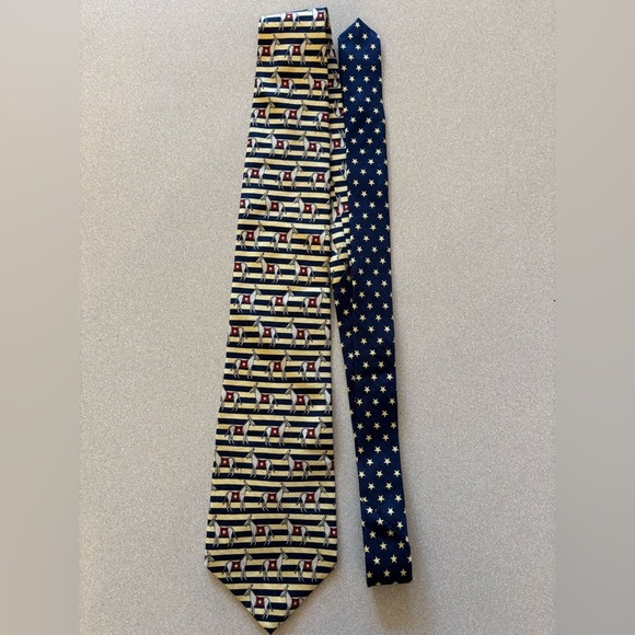 Tommy Hilfiger Democratic Donkey Stars Italian Silk Tie - Picture 2 of 8